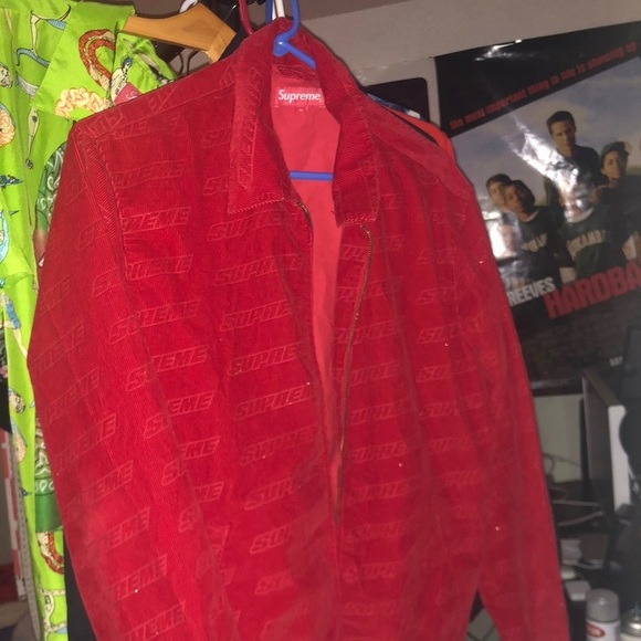 supreme debossed logo corduroy jacket
